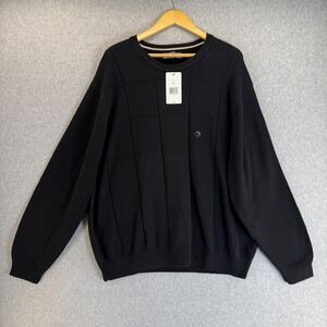 Saddlebred Black Cotton Grid Crew Neck Sweater Pullover Casual Mens Size XXL NWT